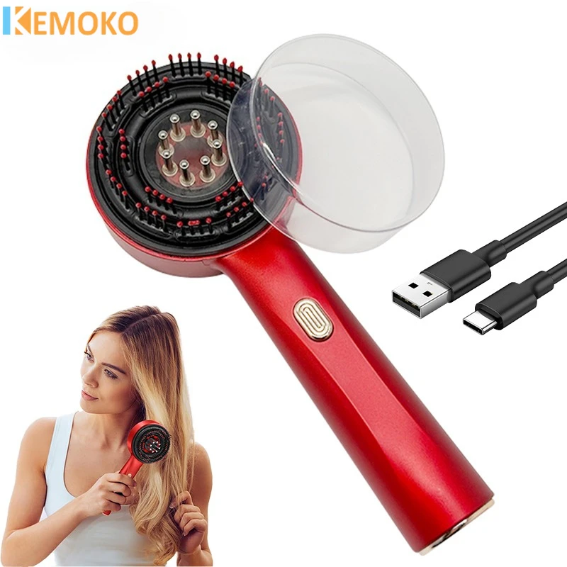 

Electric Head Vibration Massage Comb Hair Follicle Comb Scalp Oil Liquid Applicator Red Light Anti Loss Hair Prevention Growth