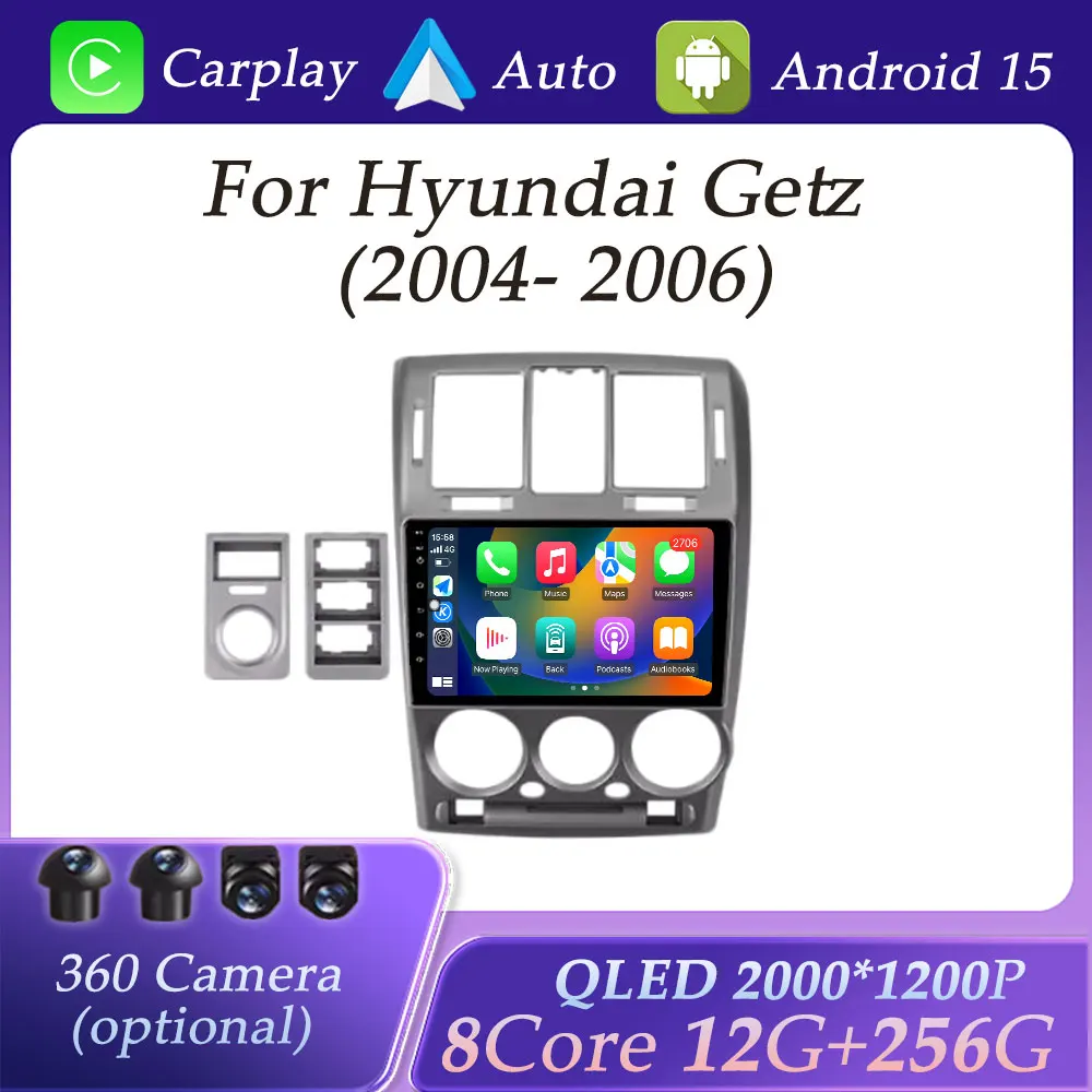

For Hyundai Getz 2004 - 2006 Carplay Car Radio Video Audio Multimedia Player Split Screen GPS Navigation DSP Stereo QLED Screen