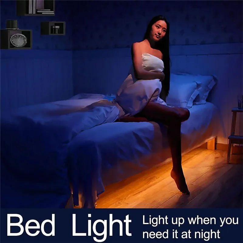 Impermeável LED Strip Light com sensor de movimento PIR, luz noturna flexível, lâmpada do quarto, 2835 SMD