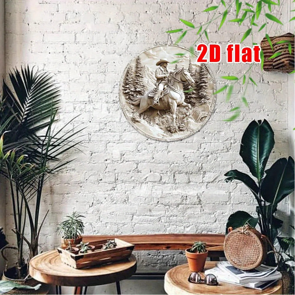 CIFBUY 2D Flat Western Aesthetic Aluminum Wall Art Waterproof Durable Decor For Home Yard Bathroom Door Patio Rustic Style
