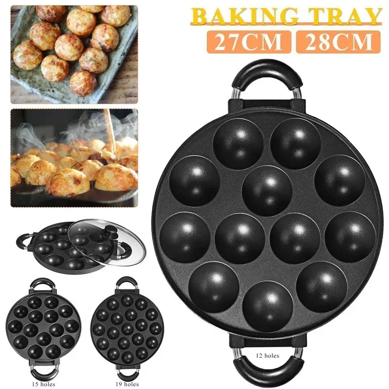 Holes Takoyaki Maker Grill Pan Octopus Ball Plate Home Cooking Baking Forms Mold Tray Baking Pan For Kitchen Tools