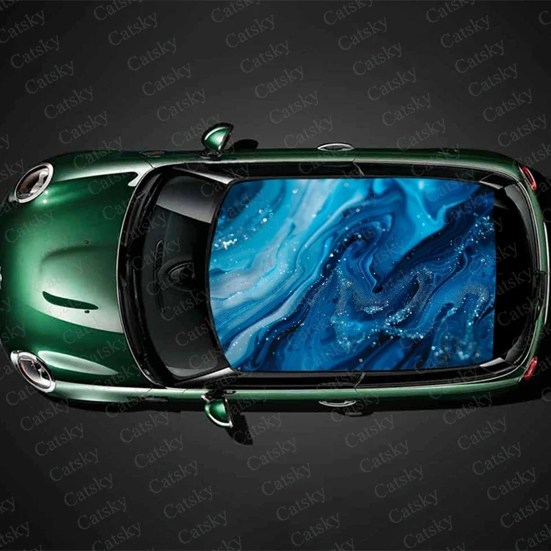 

Blue Aesthetic Car Roof Sticker Wrap Racing SUV Accessories Packaging Painted PVC Custom Car Graphic Decal