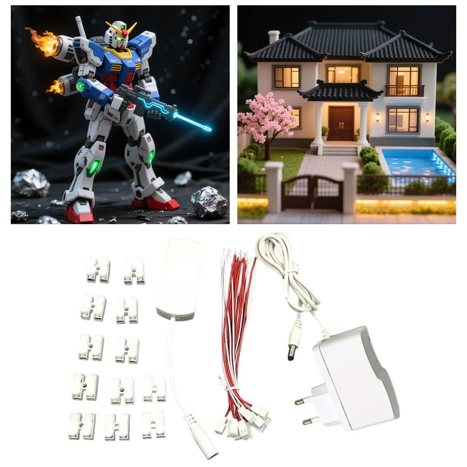

3V 2A Power Supply Multi Ports Power Cable for Miniature Model Lights Layout