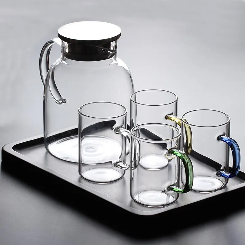 

Household Glass Cold Water Pot High Temperature Resistant Large Capaci Tea Pot Set for Cooling Drinks And Tea ing