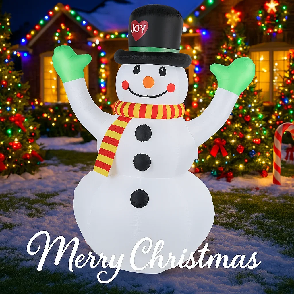 7.22FT Lampu LED Boneka Salju Tiup Natal dengan Topi dan Syal, Mainan Dekorasi Rumah untuk Pesta, Perlengkapan Hiasan Halaman dan Taman, Hadiah Liburan Natal