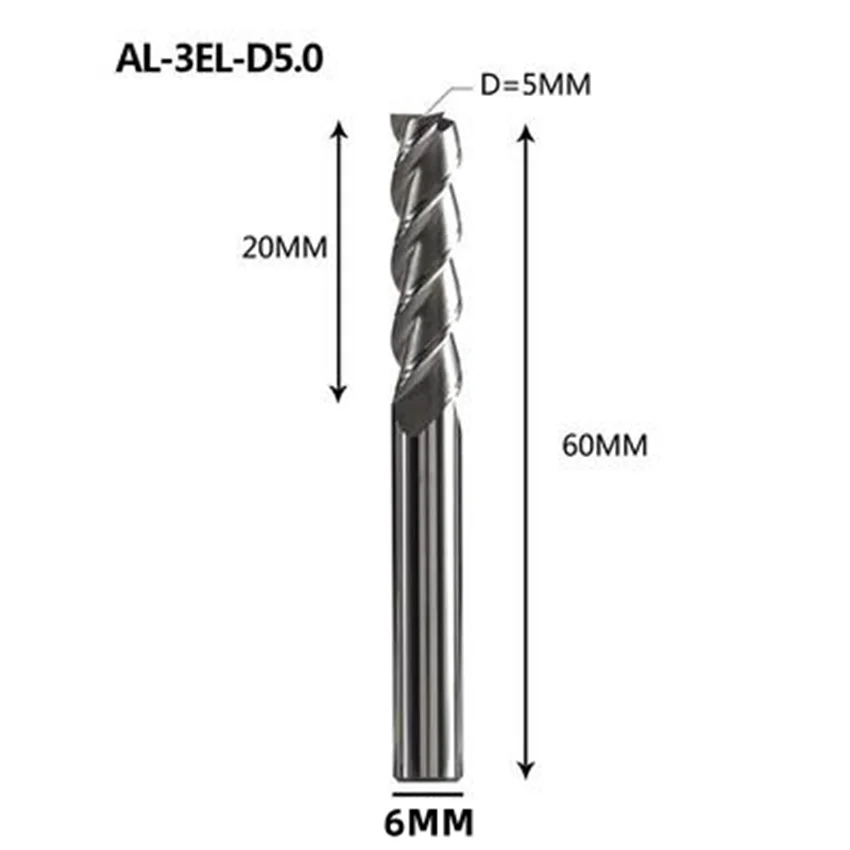 ZCC CT AL-3EL-D4.0/AL-3EL-D5.0/AL-3EL-D6.0/AL-3EL-D8.0/AL-3EL-D10.0/AL-3EL-D12.0/AL-3EL-D16.0/AL-3EL-D20.0 3 Flute Flat End Mill