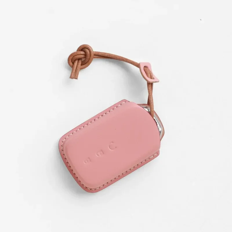 for Honda Handmade Vegetable Tanned Leather Car Key Bag Women 3D Texture Simple Key Protective Cover