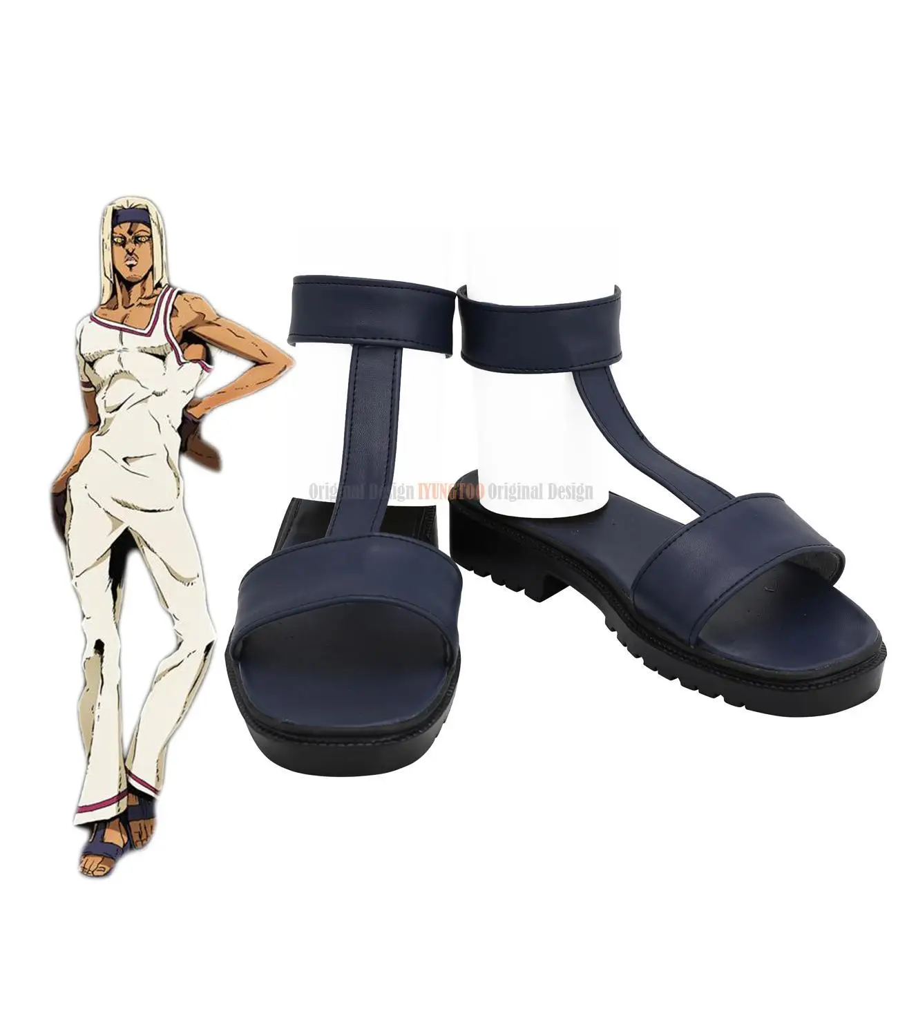 

JOJO Tiziano Shoes Cosplay JoJo'sBizarreAdventure Tiziano Cosplay Sandals Black Shoes Custom Made