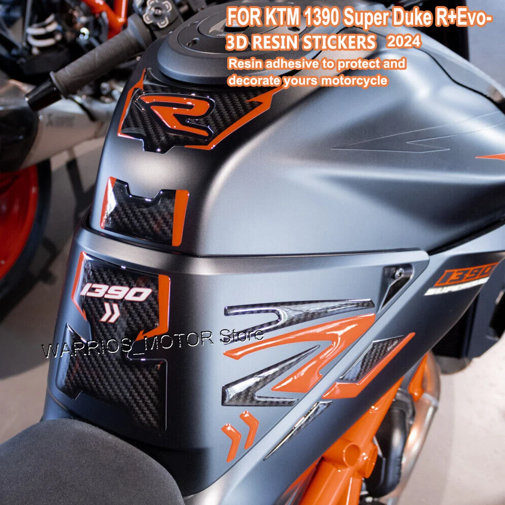 Motorcycle 3D Resin Protective Sticker Accessories Tank Pad Stickers For KTM 1390 Super Duke R+Evo- 2024