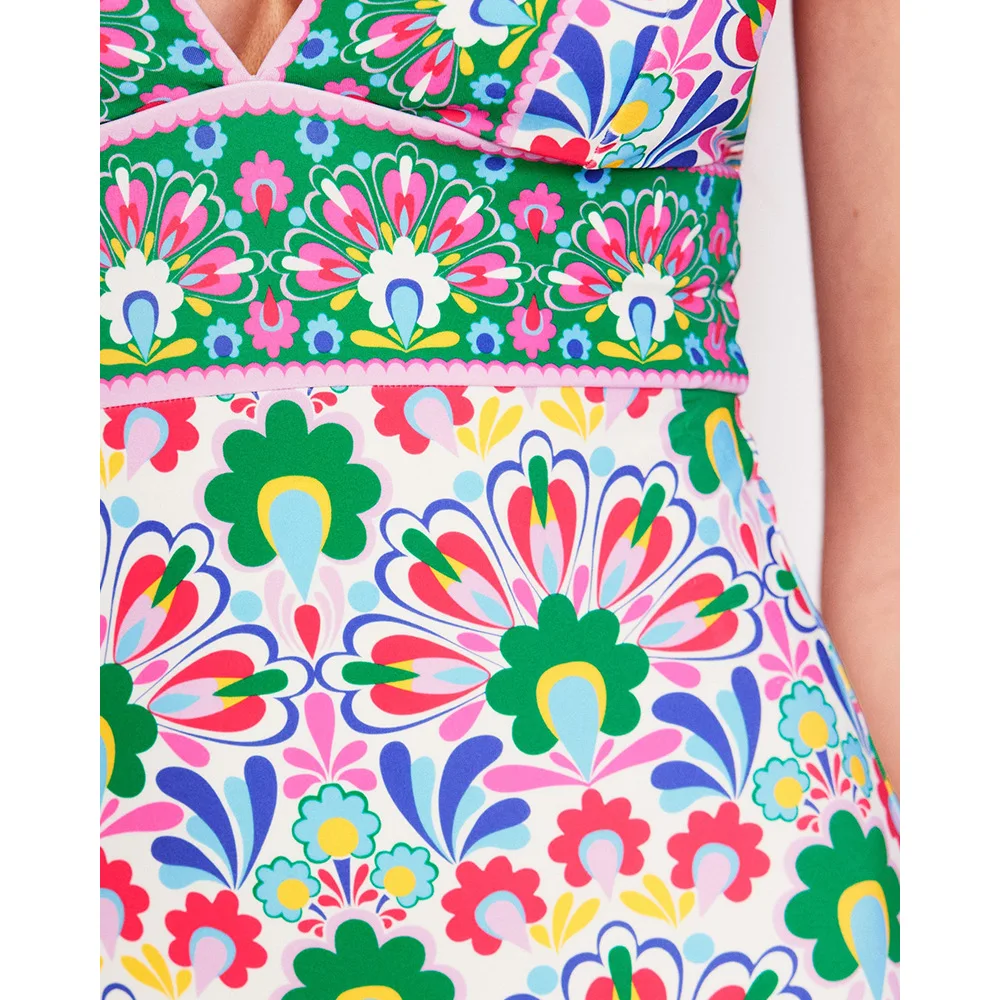 One-piece Women Swimwear Deep V floral Print Swimsuit Fashionable sexy  swimsuits Beach Dress Style