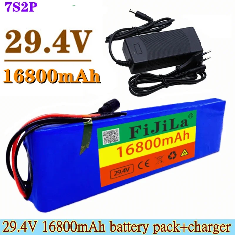 24V 16800mAh 7S2P 18650 Li-Ion Aufladbare Batterie 29,4  16800mah Elektrische Bike Brems Balance Roller +   2A Ladegerät