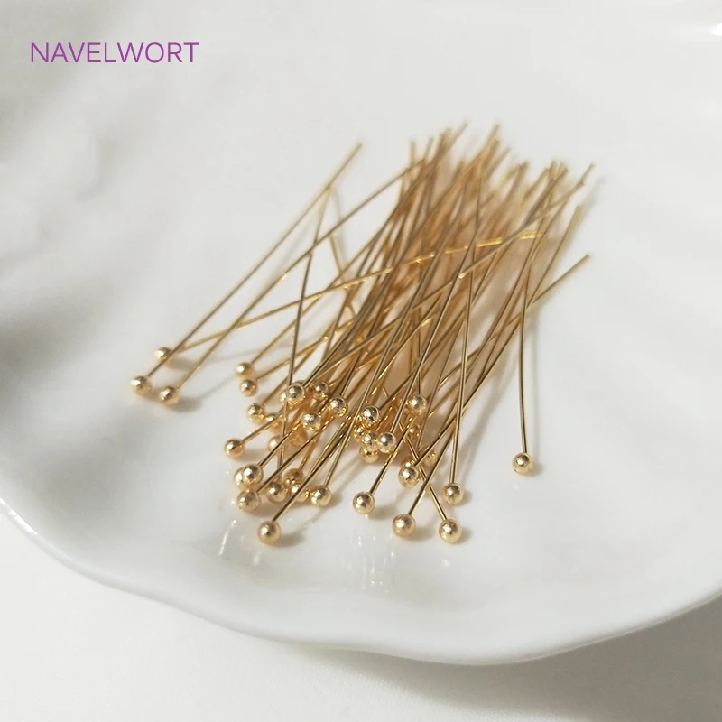 

50pcs/bag 20-50mm Flat Head Pin/Ball Head pin /Eye Pins 18K Gold Plated/Platinum Plated Pins For DIY Jewelry Making Supplies