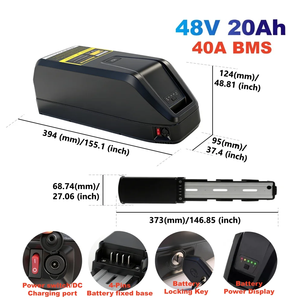 36V 48V Hailong E-Bike Akku 20Ah Lithium-Ionen-Batterie für OneSport ONES3 Pro OT15 Duotts C29 S26 Jasion RetroVolt Elektrofahrrad