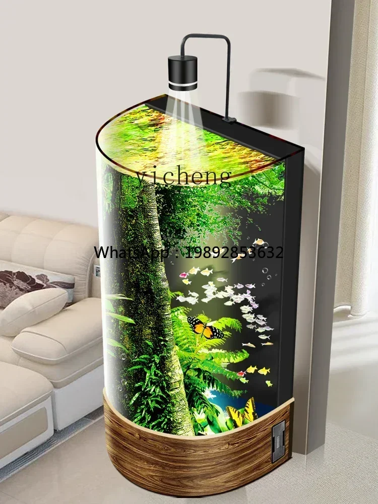 

DD Semi-Cylindrical Fish Tank Living Room Floor Small Back Filter Ecological Self-Circulation Lazy Free Change Aquarium