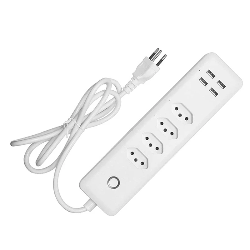 

Brazil Wifi Smart Power Strip With 4 Outlets 4USB Ports, 1.4M Extension Cord Voice Works For Alexa, Google Home