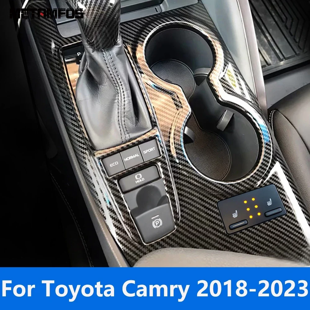 

Car Accessories For Toyota Camry 2018-2022 2023 Carbon Fiber Interior Center Console Gear Shift Box Cover Trim Water Cup Holder