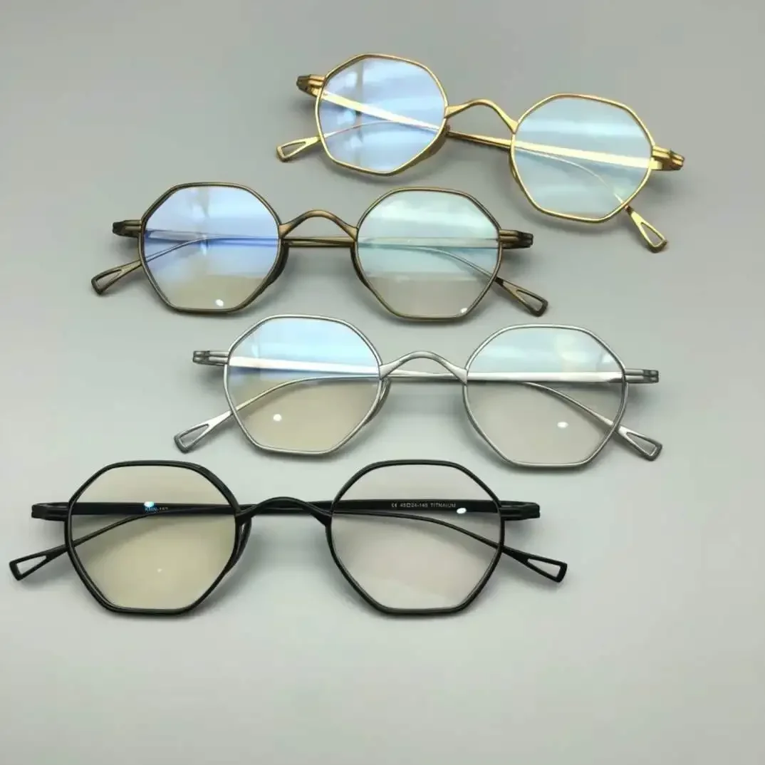 

Japanese Handmade Light John Lennon Small Hexagon Titanium Glasses Frame Men Retro Eyeglasses Myopia Reading Gafas Oculos De