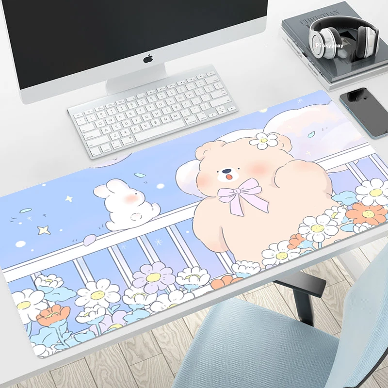 

Kawaii Mousepads Mousepad Cute Colors Blue Large Mouse Mat Big Desk Pads Non-Slip Rubber Mouse Pad Big Keyboard Mats For Company