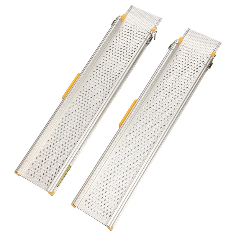 Double track folding barrier-free ramp plate Aluminum ramp Wheelchair up and down stairs Step movement Free installation pedal