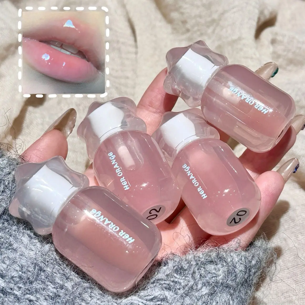 Herorange Hydrating Peach Lip Tint Non-Sticky Glossy Finish Moisturize Lip Lines Long Lasting Lip Cosmetic