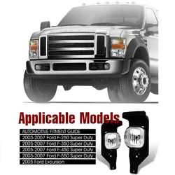 PAIR FOR 2005-2007 FORD F250 F350 F450 F550 2005 FORD EXCURSION SUPER DUTY FOG LIGHT LAMP+ BRACKET FRONT BUMPER FOG LAMPS ASSEMB
