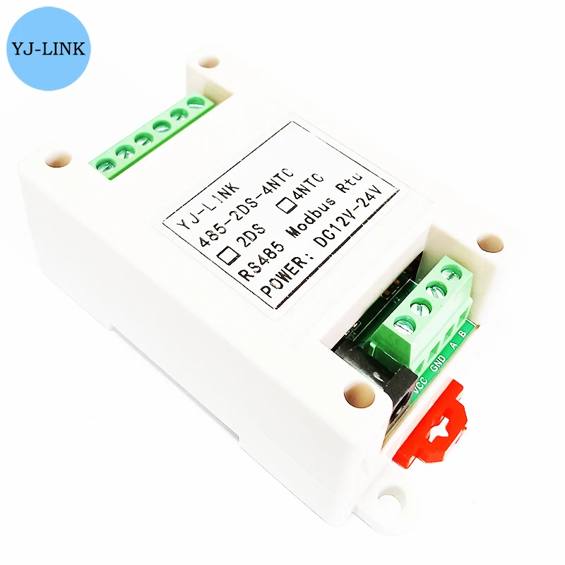 2ch DS18B20 temperature acquisition module RS485 Modbus RTU communication