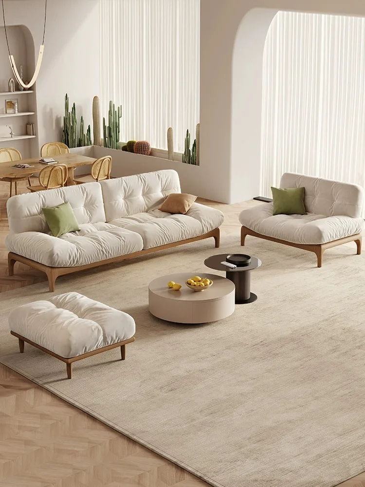Modern simple ins cream wind clouds Internet celebrity living room ash wood small apartment removable