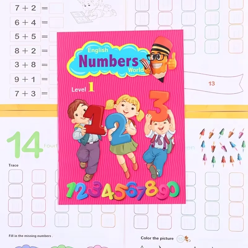 32-Page English Number Practice Workbook: Tracing and Coloring Exercises – Suitable for Home and School Literacy Practice