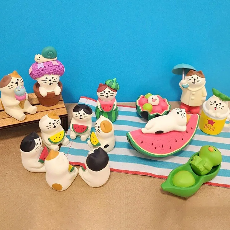 ZAKKA Japan Style Gifts Sundry Goods Summer Watermelon Cat Miniature Scene Decor Resin Mini Ornament Accessories Model Toys