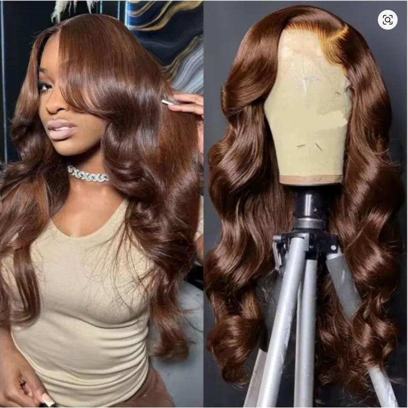 

Bleached Chocolate Brown Wigs Lace Front Human Hair Wig Body wave For Women Brazilian13x6Brown Colored Lace Front Wig Preplucked