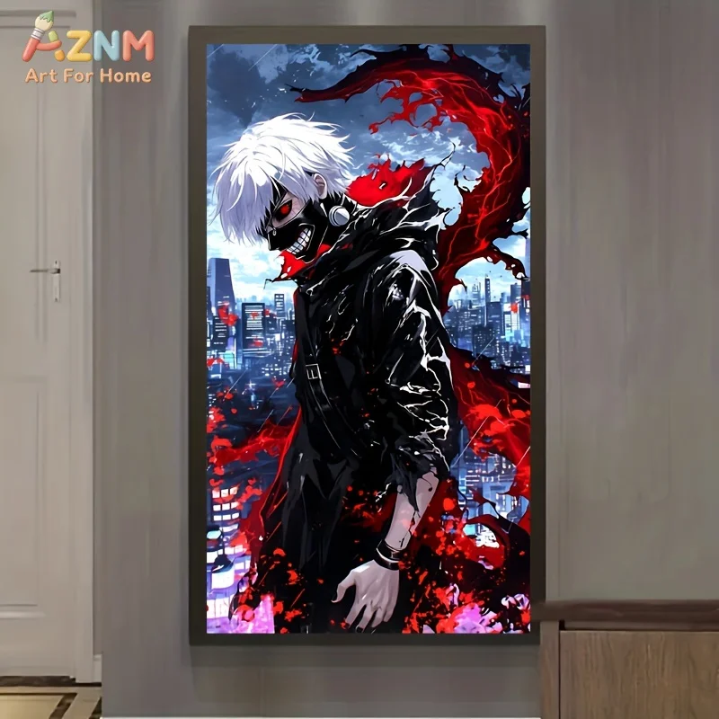 AZNM Tokyo Ghoul Kaneki Ken Red Kagune City Anime Canvas Wall Art Unframed Painting for Home Decor
