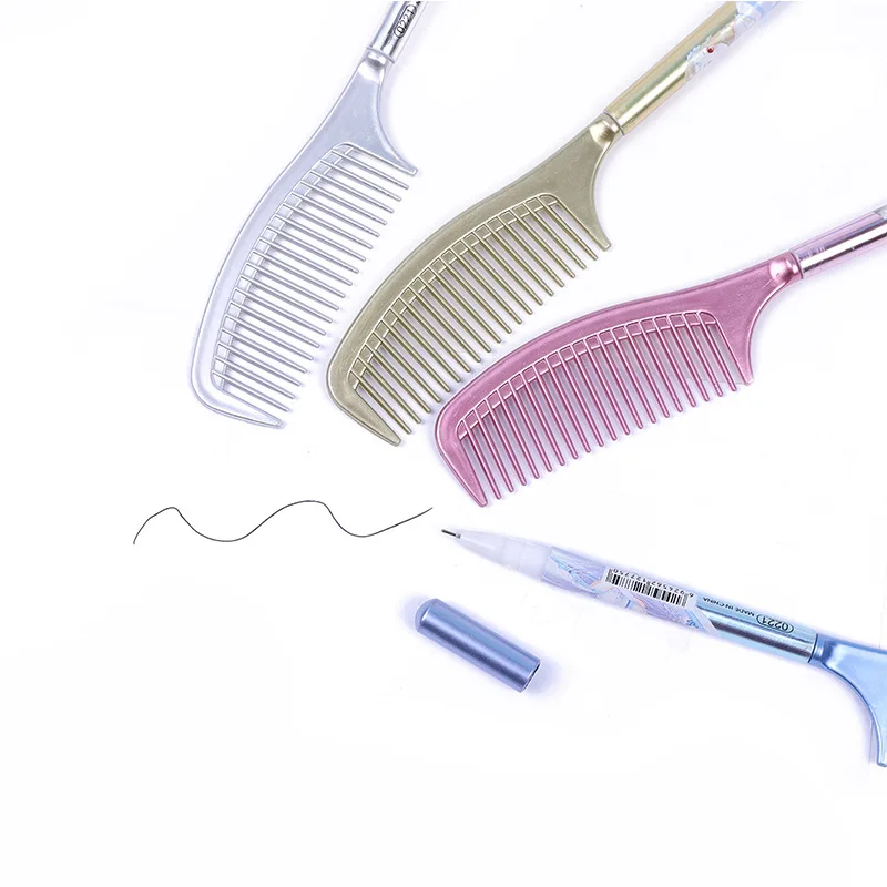 Cartoon Comb Styling Tools Gel Pen Black Ink Pens School Office Writing Supplies Stationery Gift Portable Расческа Для Волос