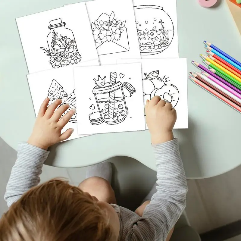 Cute Coloring Book Single-Sided Printing Coloring Pages Painting Books Portable Cozy Daily Activities Calming Relaxing Game For