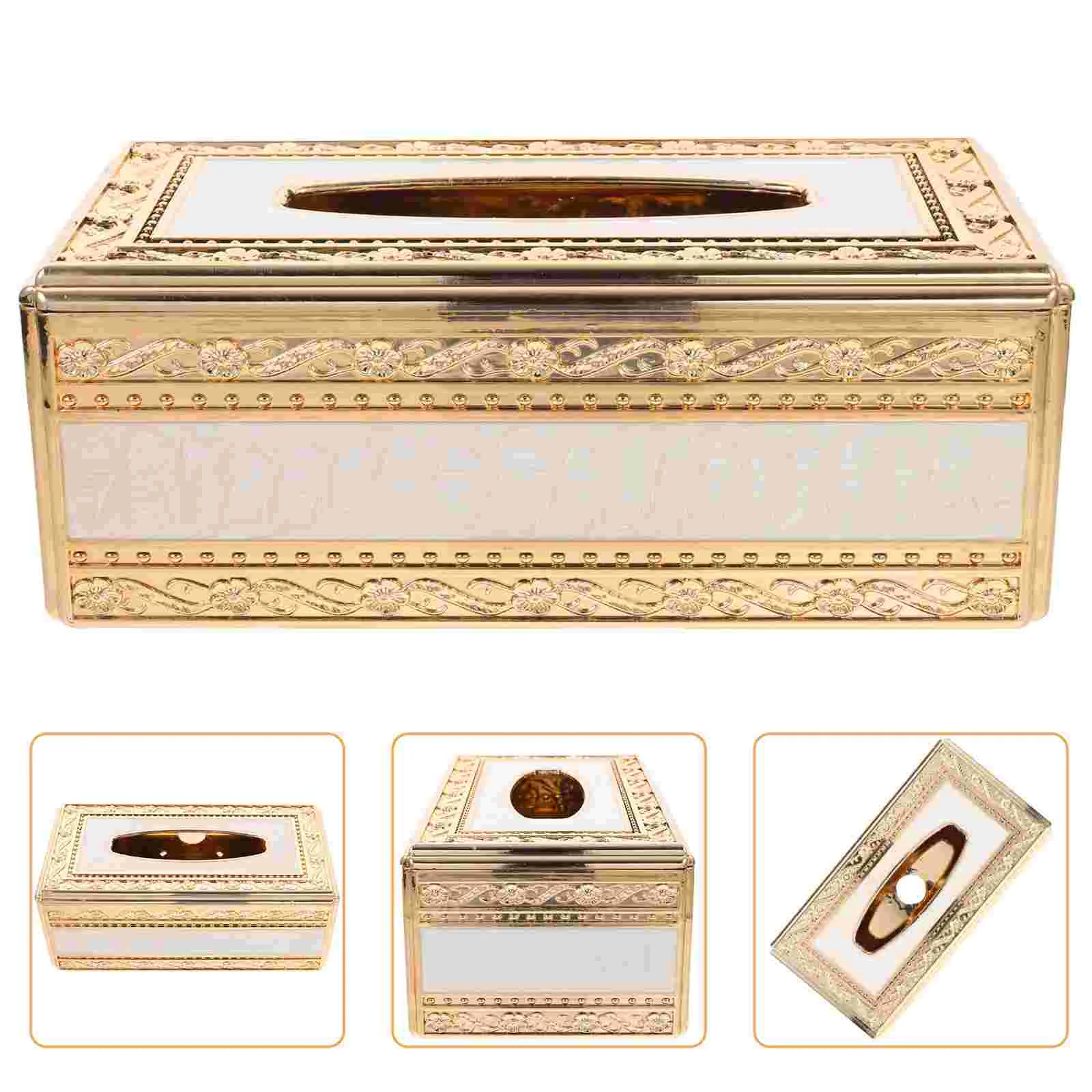 

Tissue Storage Cases Inlaid Gold and Jade Box Decor Boxes Cover Golden Acrylic Office Napkins