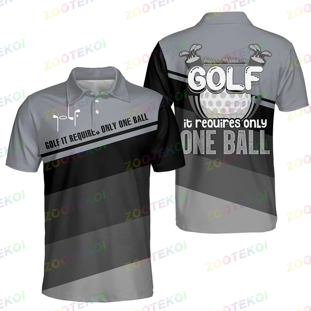 

Golf Polo Shirt It Requires Only One Ball Short Sleeve Button &zipper Polo Shirt For Men