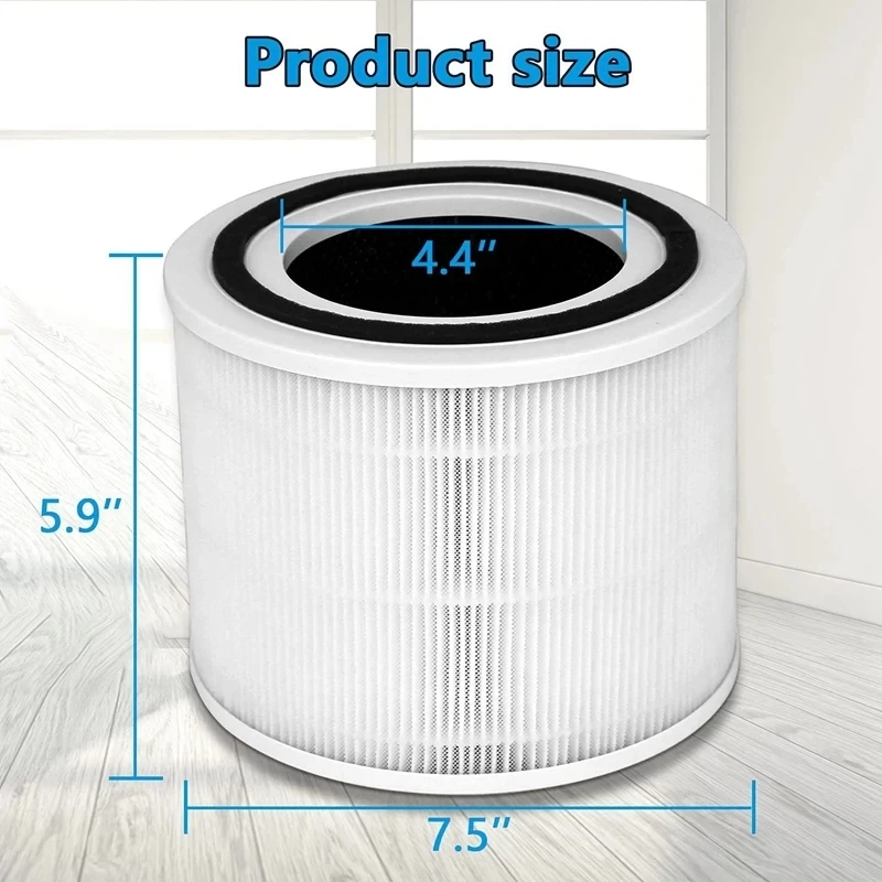Paquete de filtros de repuesto para purificador de aire LEVOIT Core 300, H13 True HEPA, filtro de carbón activado, núcleo 300-RF, 2 núcleos 300