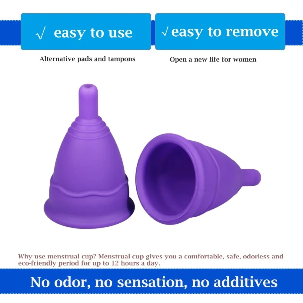 S/L Size Medical Silicone Women Menstrual Cup With Storage Bag Lady Period Discharge Valve Menstrual Cup Feminine Hygiene Cup