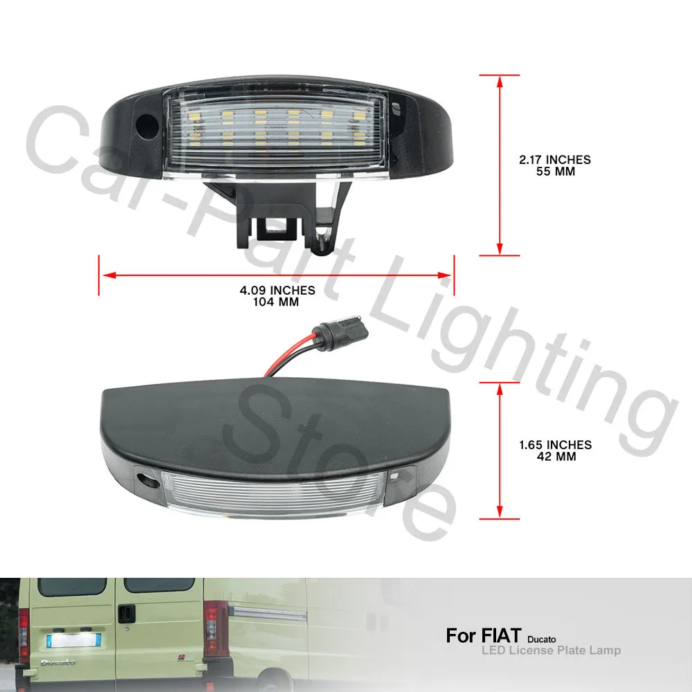 2Pcs LED License Number Plate Light For Fiat Ducato Kasten Bus Van 2000 2001 2002 2003 2004 2005 2006 Rear Plate Lamp