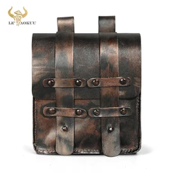 Thick Cow Leather men Design Small Cowhide Vintage Hook Hip Bum Bag Fanny Waist Belt Pack Cigarette Case 6.5