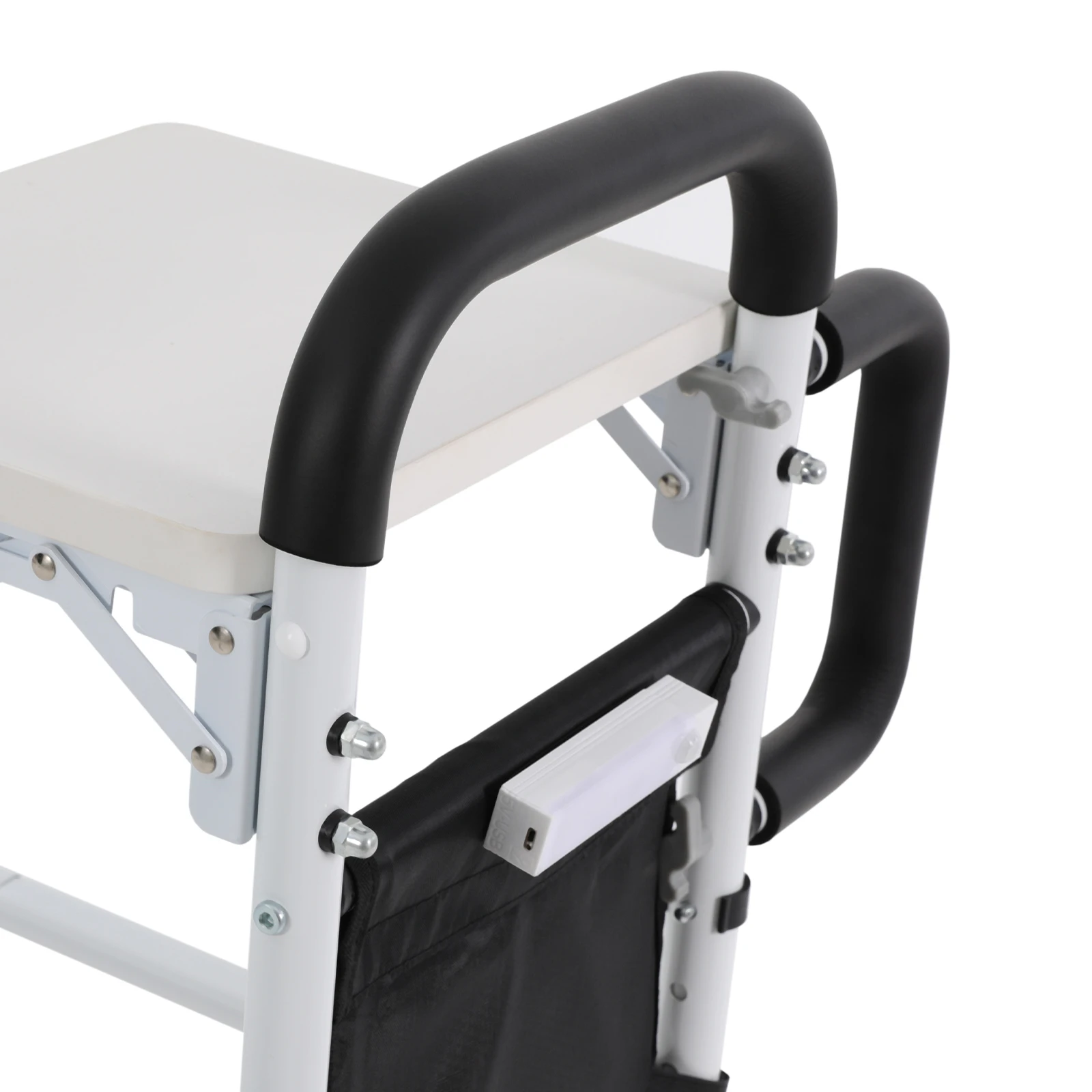 Black Carbon Steel Bedside Double Handrails with Folding Table Board Lifting Anti-skid Auxiliary Guardrail