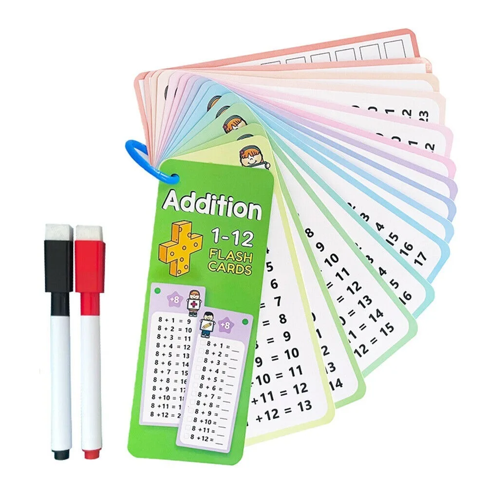 15PCS 15cards Multiplication Flash Cards 1-12 Teaching Aids Addition Table Cards Self Check Math Learning Tool