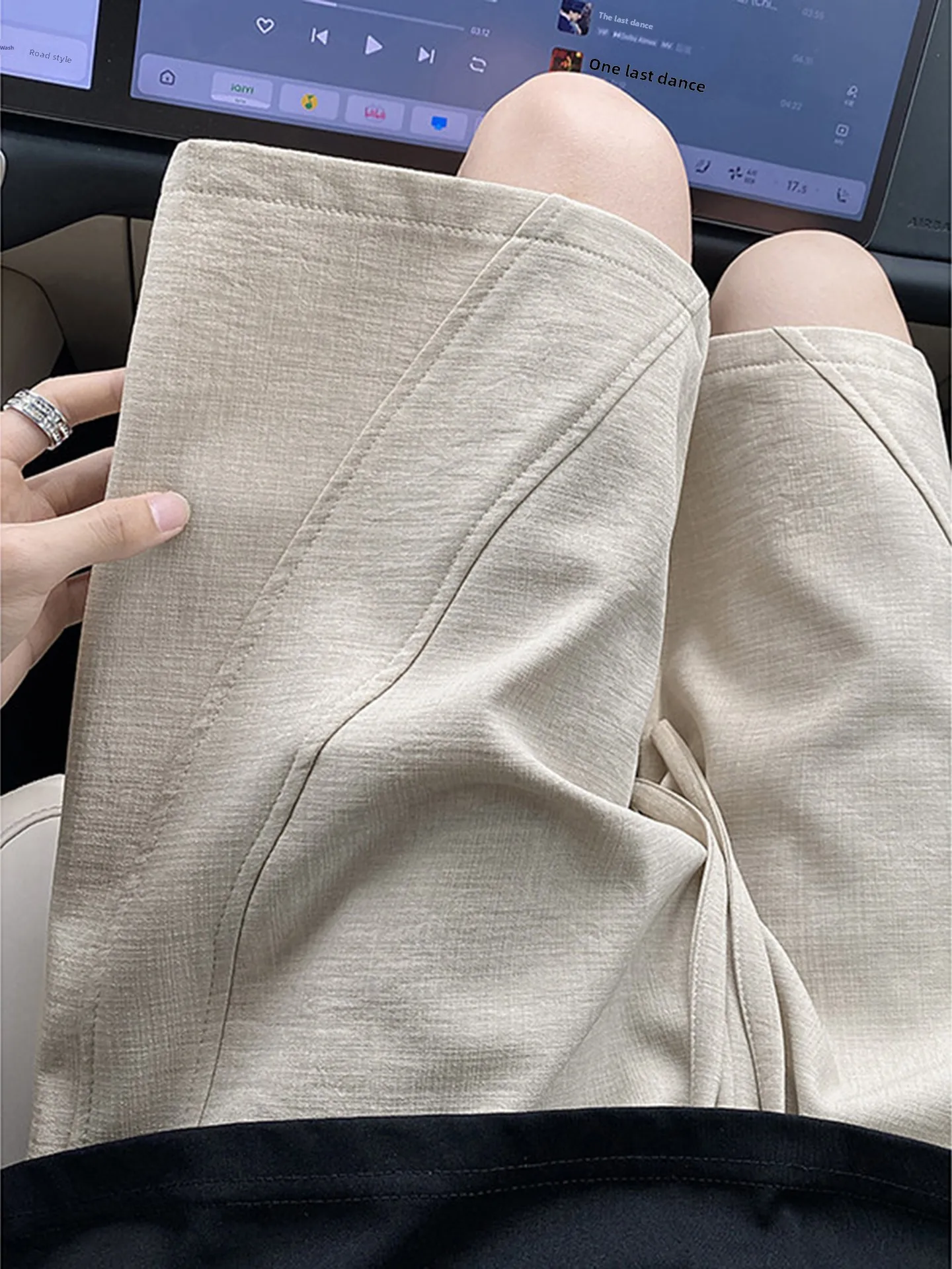 Men's Summer Thin Ice Silk Linen Short Pants Breathable Running Sports Five-Point Casual Straight Leg Pants mid Waist