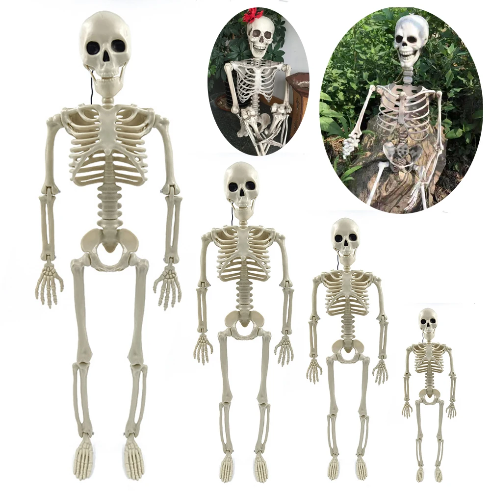 Halloween Horror Skeleton Statue Movable/Posable Joints Decorative Skull Sculpture Full Size for Yard Garden Patio Haunted House