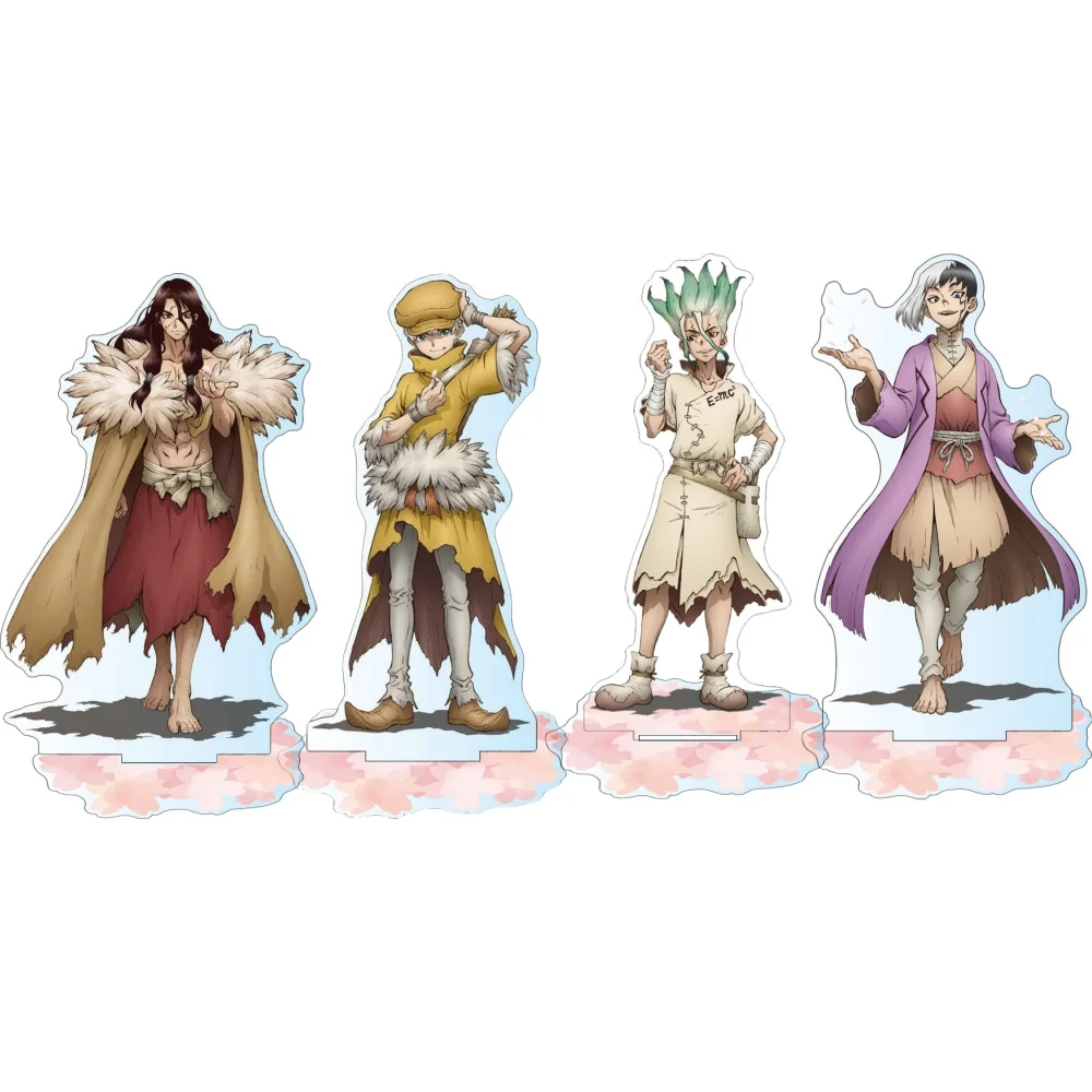 Anime Peripheral Store Dr.Stone Tsukasa Shishio Ukyo Saionji Cherry Blossoms Acrylic Stand Desktop Decor Fans Gifts About 15cm