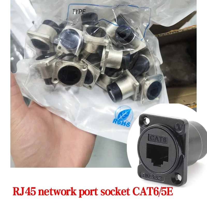 D-Style Keystone Jack Gigabit RJ45 Network Extender 86 Wall Plate Outlet Adapter for CAT6/CAT5E