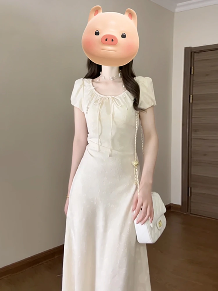 

Элегантное женское летнее платье с завышенной талией, цветочной вышивкой, стройнящим эффектом, высокого качества, в стиле A-Line