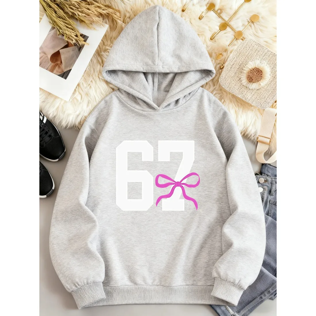 Children's Hooded Sweatshirt Loose and Comfortable Versatile and Fashionable for Sports and Leisure 67 Fun Pattern Printed Top