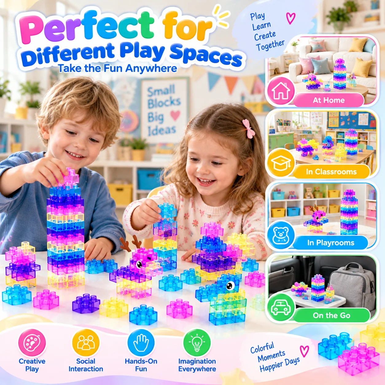 40 Pcs Sensory Soft Building Blocks, Translucent Squishy Montessori Bricks, Stacking Creative Play Toys For Toddlers