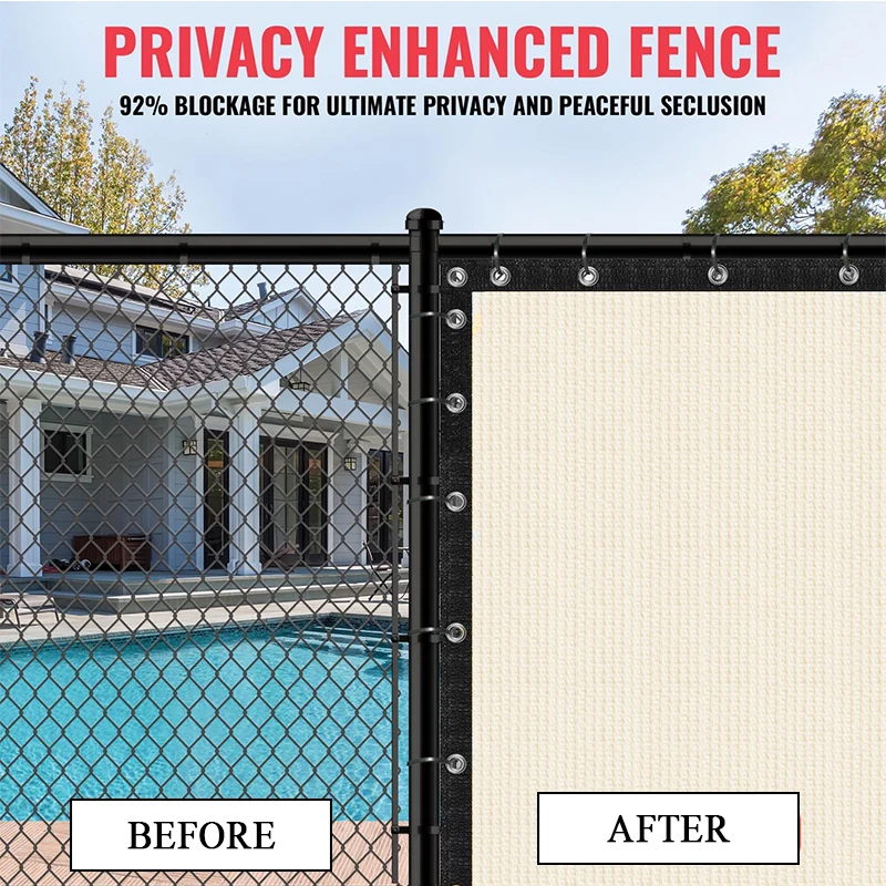 6x50ft Cream Fence Privacy Screen, Heavy Duty Outdoor Backyard Shade Windscreen Mesh Fabric, Privacy Fence Screen with Grommets, Outdoor Windscreen Fence Covering Privacy Screen UV Blockage for Backyard Garden Patio, Zip Ties Included