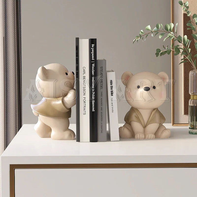Healing Bear Book Small Ornaments Living Room Entrance TV Cabinet Home Decoration Children's Room Study Desktop Book Stand